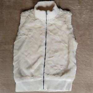 Gap Girl Faux Fur Cream Turtleneck Vest Size XXL (14)
